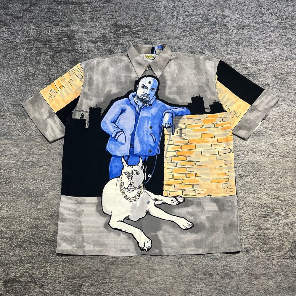 Vintage Up Ro's Shirt Mens Large Oversized‎ 90s Y2K Hip-Hop Rap Streetwear